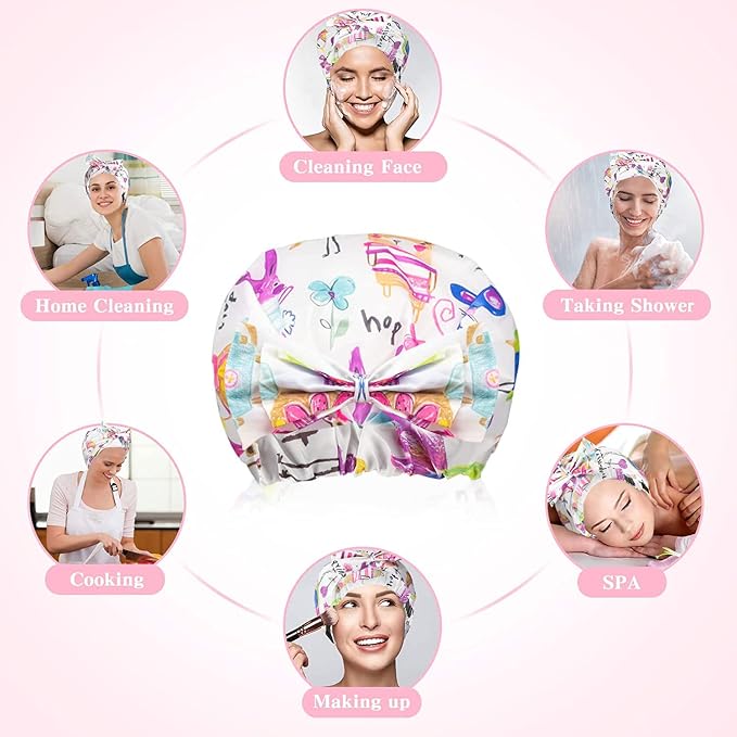2 PCS Shower Caps, Reusable & Extra Large & Adjustable & Double Layer - Image 7
