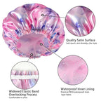 4 PCS Shower Caps for Women, Printing Bath Caps, Double Layers Shower Cap - Image 5