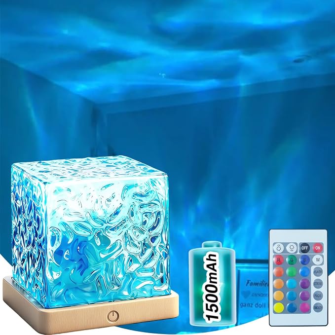 Ocean Wave Projector Light Cordless – Built-in Rechargeable Battery Water by Baibaiba