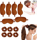 12Pcs Silk Sleep Masks Satin Eye Mask Silky Eyes Cover Blindfold Eyeshade Hair by WJingYiJia