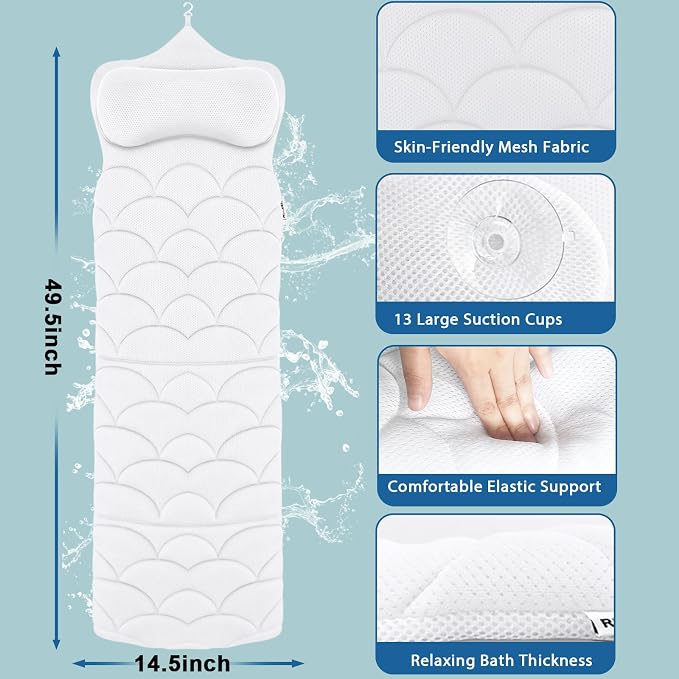 REEZEIVI Full Body Bath Pillow, Thick Bathtub Cushion - Image 5