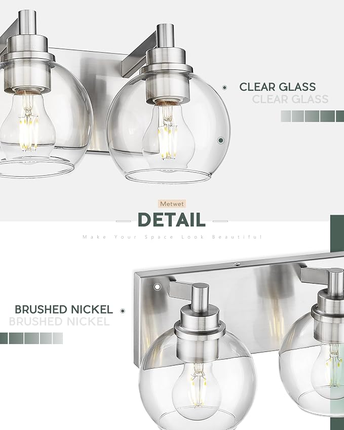 Bathroom Light Fixtures, 4 Light Brushed Nickel Vanity Light, 26 Inch Modern - Image 4