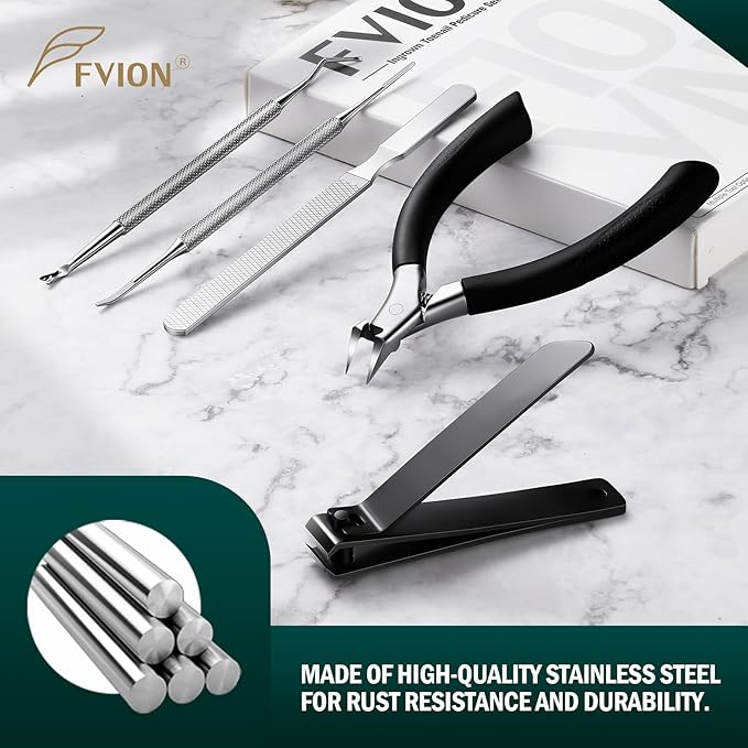 FVION Ingrown Toenail Tools Kit 5 Pcs, Toenail Clippers - Image 6