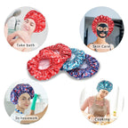 4 PCS Shower Cap for Women, Elastic and Reusable Bath Caps, Double Layers - Image 4