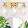 Gold Bathroom Wall Lights Brushed Brass 3-Light Vanity Light Fixtures Modern by Apenath