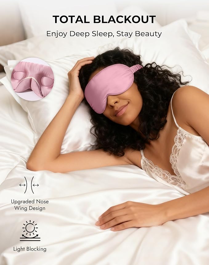 SilkSilky 100% 22 Momme Mulberry Silk Sleep Mask – Upgraded 3D Contoured Eye - Image 6