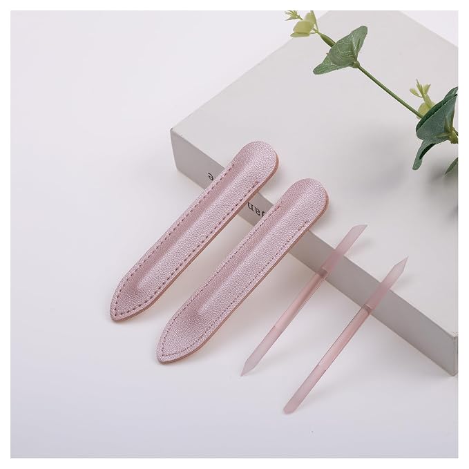 2 Pcs Transparent Pink Glass Cuticle Pusher Tool - Image 3