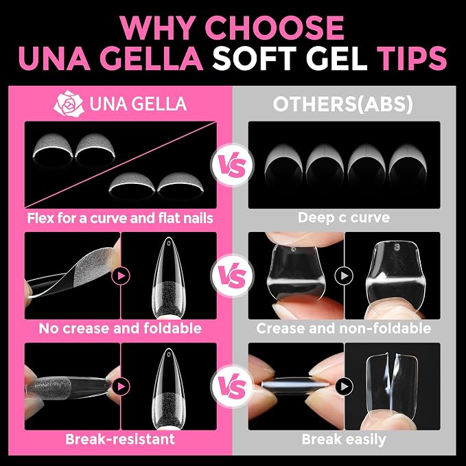 UNA GELLA Long Stiletto Gel Nail Tips: 216pcs Halloween Stiletto Almond Fake - Image 6