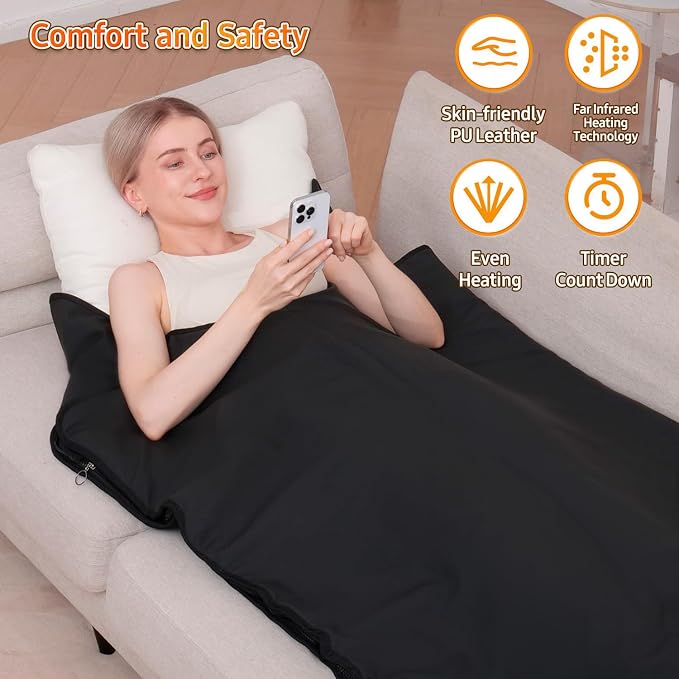Infrared Sauna Blanket for Home: Skin-Friendly PVC Leather Large Portable - Image 3