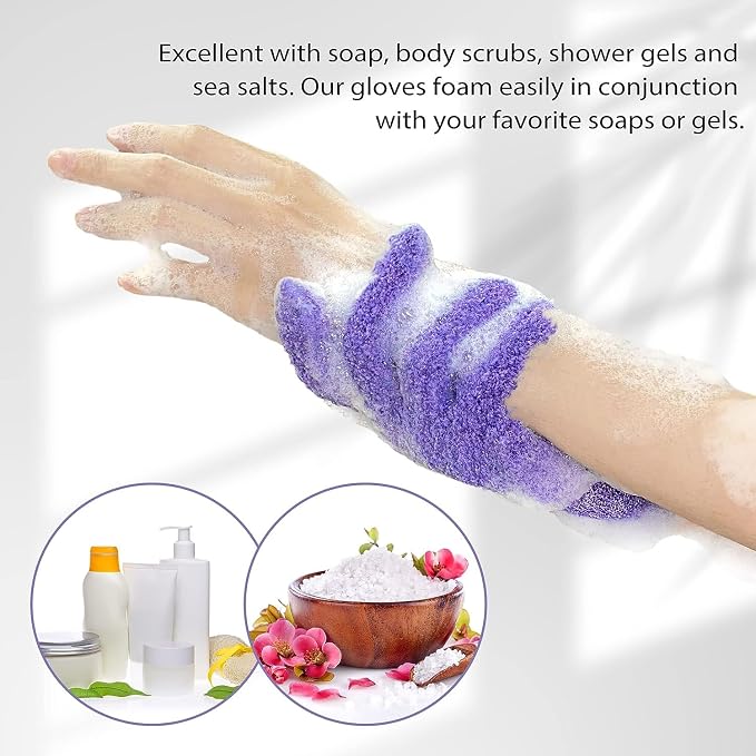 Evridwear Exfoliating Glove Shower Gloves Exfoliate Dead Skin - Image 4