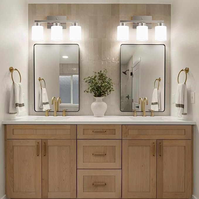 PARTPHONER 3-Light Brushed Nickel Bathroom Light Fixtures, Modern Vanity Light - Image 9