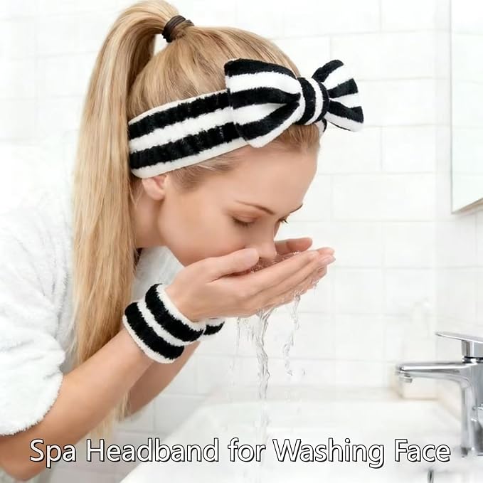 7 Pcs Spa Set, Facial Headband and Wristband Set, Skincare Accessories - Image 4