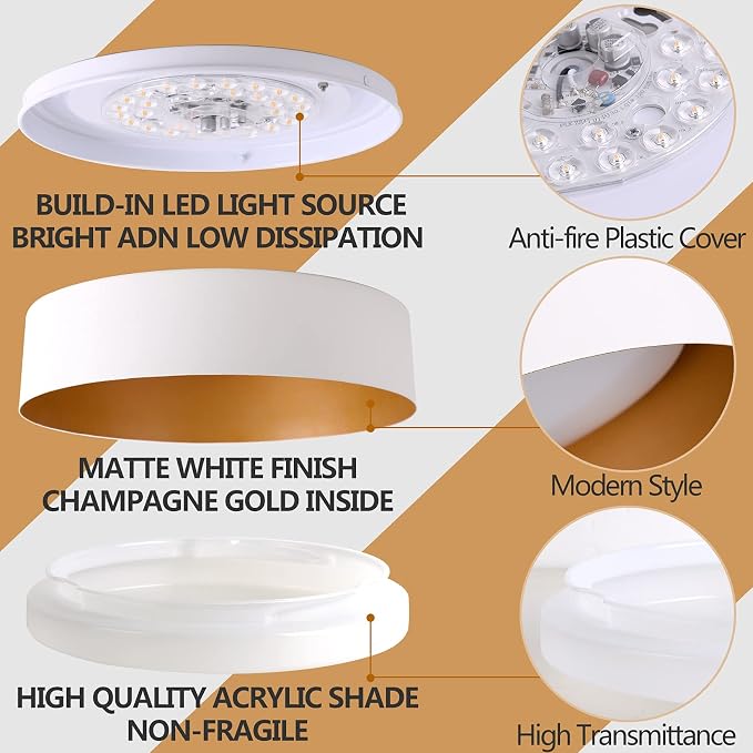 Bargeni LED Ceiling Light Fixture, 12.5 inch Flush Mount Light Fixture - Image 2