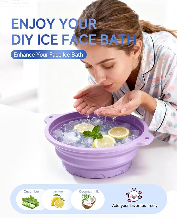 Face Ice Bath Bowl with Built-in Ice Tray, Collapsible Silicone Face Ice Plunge - Image 2