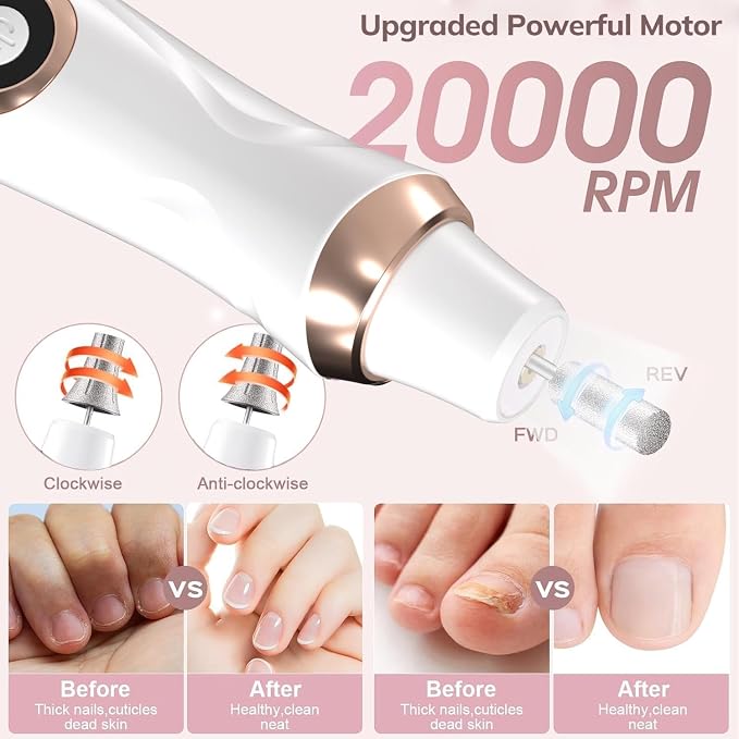 Professional Manicure Pedicure Kit Cordless Electric Nail File Set 6 Speed - Image 2