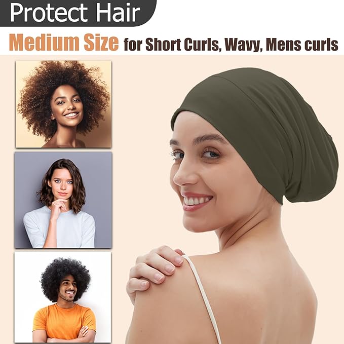 Sleep Cap Bonnet for Sleeping, Adjustable Cooling Ice Silk Lined Hair Bonnets - Image 2