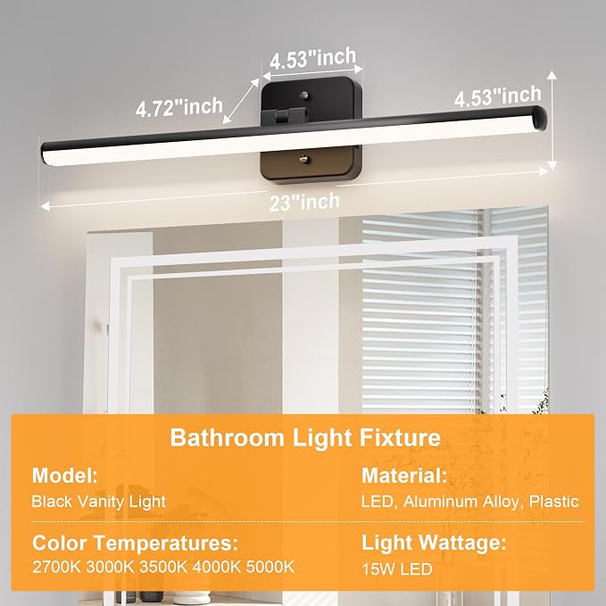 Sailstar Upgraded Bathroom Light Fixtures 23 inch Rotatable, Dimmable 15W 5CCT - Image 6