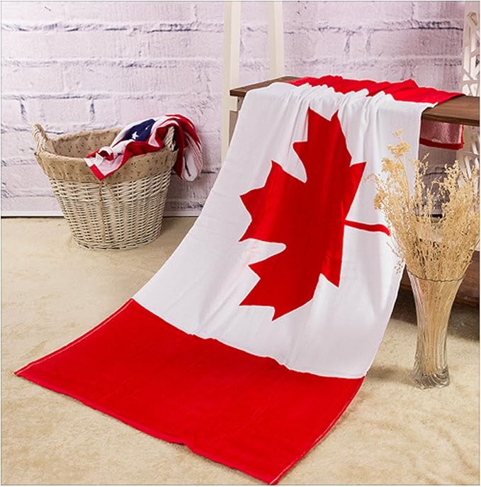 FakeFace 30"x60"Oversized Skin-Friendly Soft High Absorbent Cotton US, CA Flag by Unknown