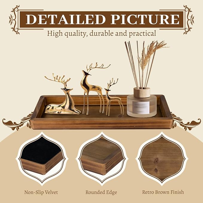 MAONAME Bathroom Vanity Tray, Rustic Long Narrow Tray, Rectangle Farmhouse Wood - Image 3