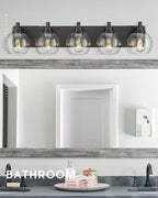 Bathroom Light Fixtures, 5 Light Matte Black Vanity Light, 32 Inch Modern Wall - Image 7