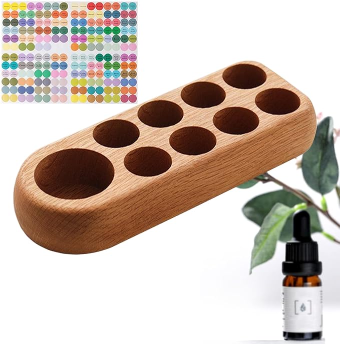 VolksRose 5~100ml 9 Holder Wooden Essential Oil Organizer by VolksRose