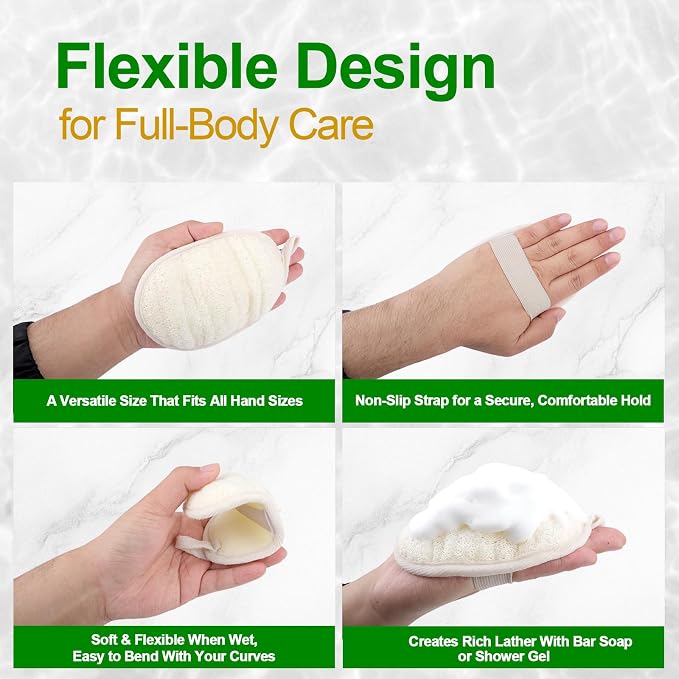 Natural Loofah Exfoliating Body Scrubber Pads, 24 Pack Dual Sided Shower Bath - Image 4