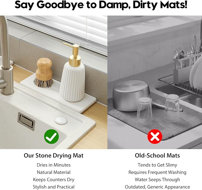 2 Pack Diatomite Stone Sink Tray, Water Absorbing Mat - Image 2