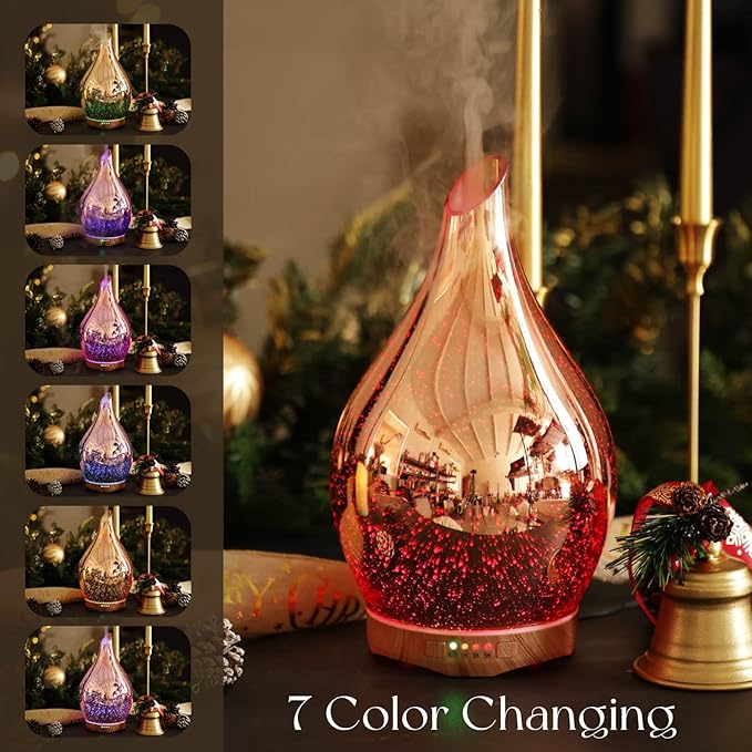 Porseme 280ml Essential Oil Diffuser, 3D Glass Aromatherapy Diffusor, - Image 2