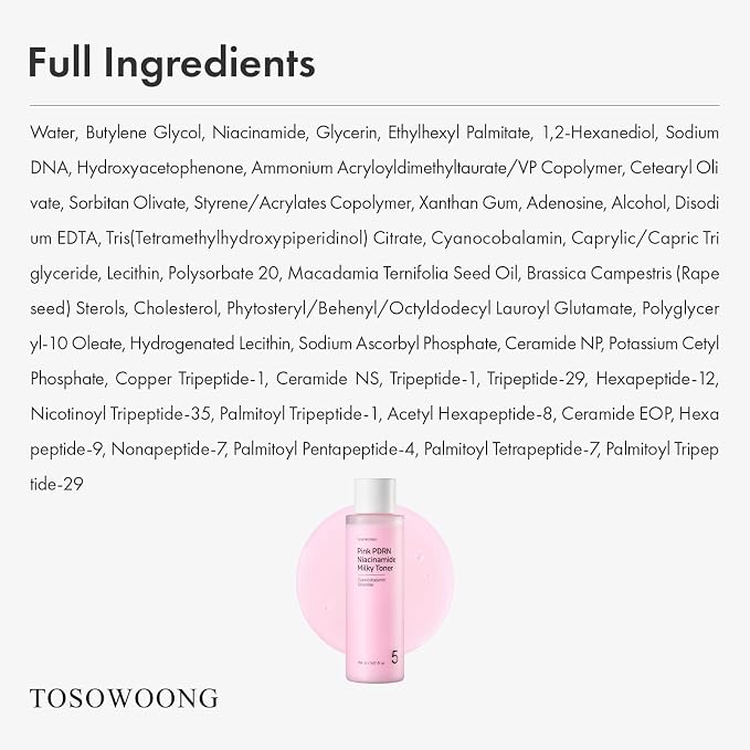 TOSOWOONG Pink PDRN Niacinamide Milky Toner, Niacinamide 5% Dark Spot Care - Image 6