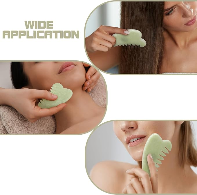 Geiserailie 2 Pcs Jade Combs Esthetician Supplies Massage Stone Hair Gua Sha - Image 3