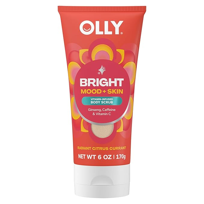 OLLY Bright Body Scrub with Ginseng, Caffeine & Vitamin C– Nourishing Cleanser by OLLY