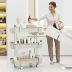 3 Tier Drawer Beauty Cart with 12 Movable Storage Organizer, Thickened ABS & - Image 7