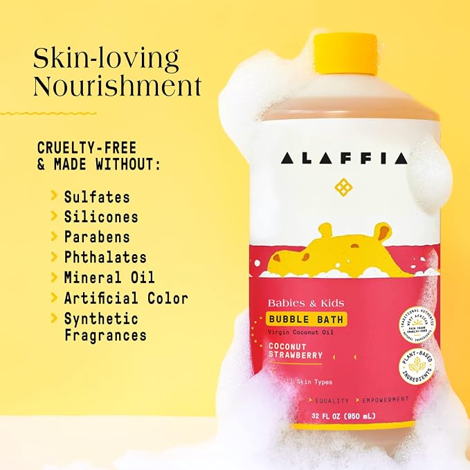 Alaffia Babies & Kids Bubble Bath, Coconut Strawberry, Pump Included – Gentle - Image 6