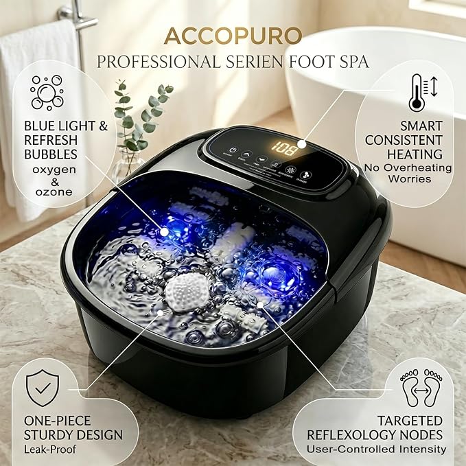 Foot Soaking Tub with Ozone UV, Foot Spa Bath Massager with Heat and Bubbles - Image 4