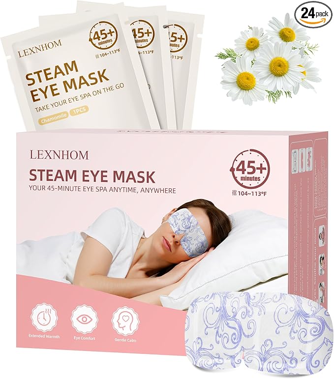 Heated Eye Mask Disposable 24 Pack, 45+ Min Self Heating Steam Eye Mask by Unknown