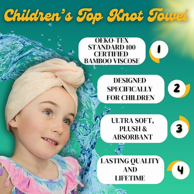 Hair Towel Wrap for Kids | 100% Bamboo Viscose |Tailored Small | Essential Hair - Image 3