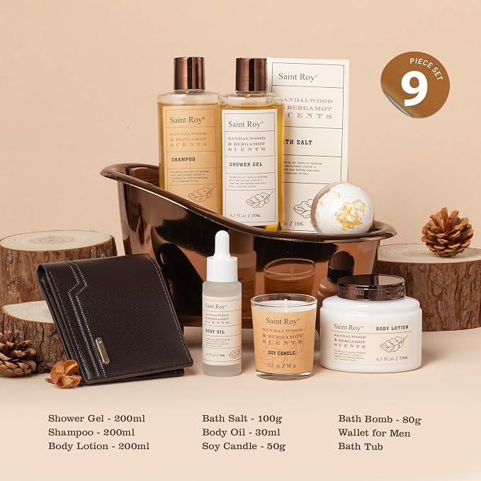 Fathers Day Gifts for Men Dad Birthday Gifts Spa Kit Cedar & Bergamot Scents - Image 2