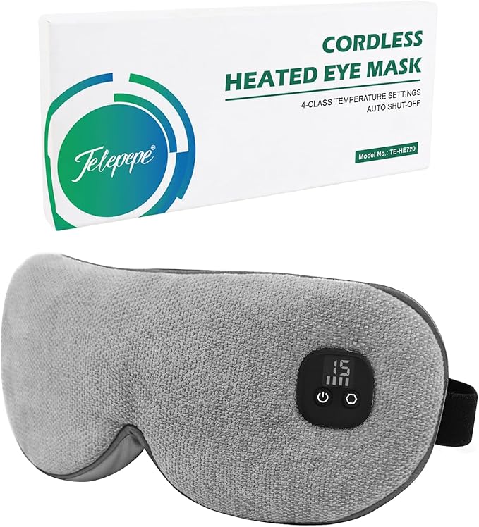 Heated Eye Mask for Dry Eyes, Cordless Warm Eye Compress by Telepepe