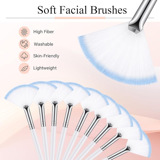 9 Pieces Facial Fan Mask Brushes, Soft Facial Applicator Brushes Tools - Image 4