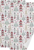 Red Green Grey Christmas Xmas Tree Hand Towels by Unknown