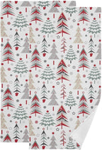 Red Green Grey Christmas Xmas Tree Hand Towels by Unknown