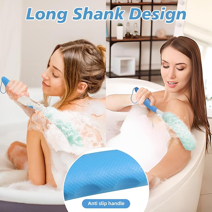 Shower Brush with Long Handle，15.35" Back Brush，Long Back Scrubber - Image 2