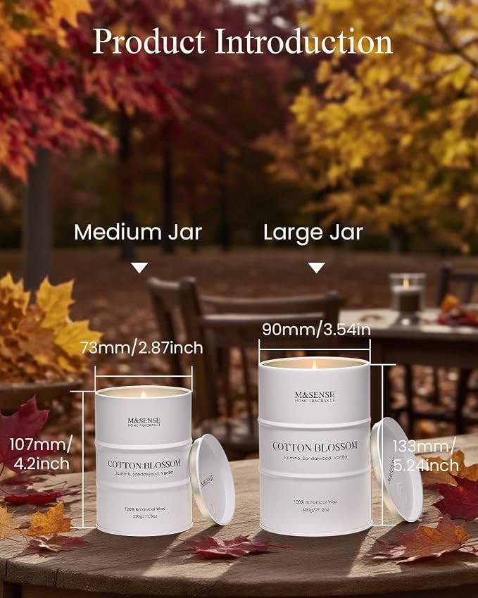M&SENSE Cotton Blossom Scented Candles Large, Natural Soy Candles 21.2oz 120 - Image 5