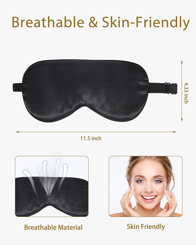 4 Pack Silky Sleep Masks for Women Men, JroyJoy 100% Blackout and Super Soft - Image 5
