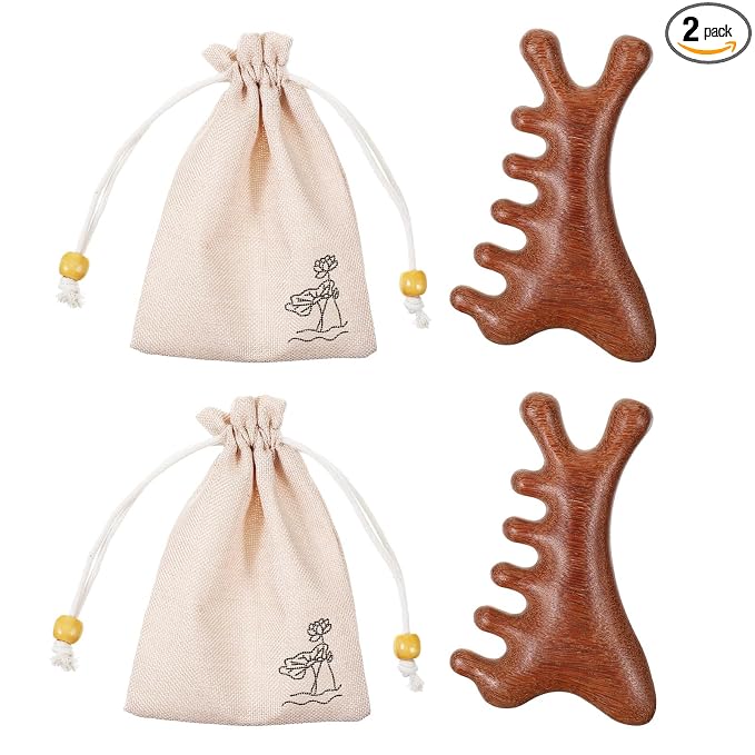 2 Pcs Wooden Scalp Massager Comb Sandalwood Scalp Massager Handmade by Unknown