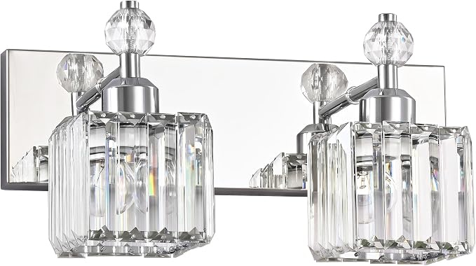 PRESDE Crystal 2 Light Bathroom Vanity Lights Chrom Bathroom Lights Fixtures by HOME