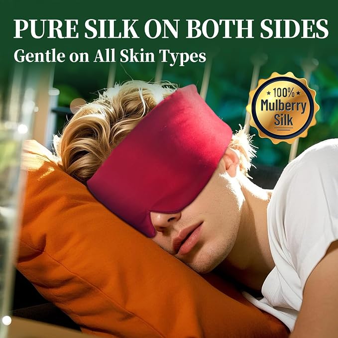 100% Mulberry Silk Sleep Mask, Large Eye Cover - Image 2