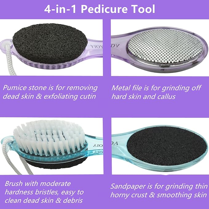 Foot File Callus Remover 4-in-1, Scrubber Brush, Foot Rasp and Sand Paper - Image 2