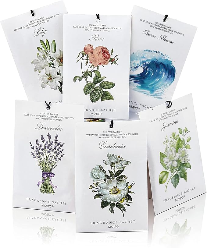 MYARO 12 Pack Assorted Floral Scented Sachets by MYARO