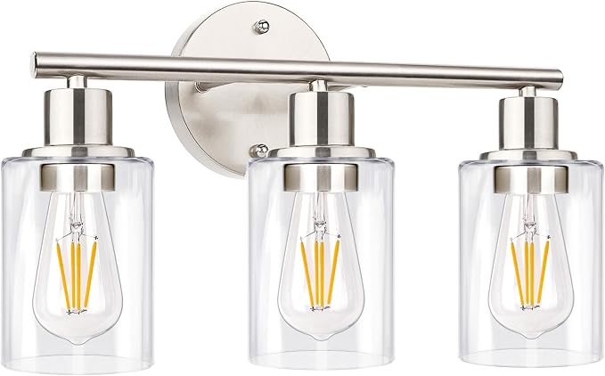 Zarbitta 3-Light Bathroom Light Fixtures, Brushed Nickel Vanity Light, - Image 8